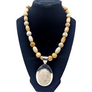 Mine Finds by Jay King Desert Rose Trading Coral Sterling Pendant Necklace